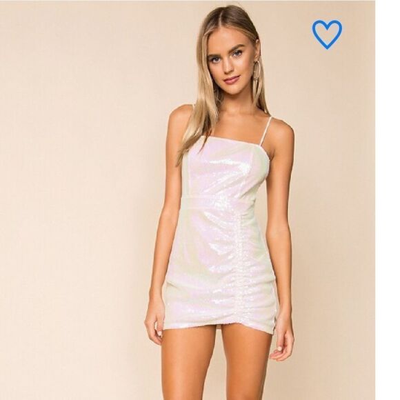 NWT superdown harlee sequin cami dress white mini party Revolve M - Picture 2 of 11